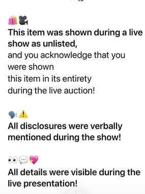 Flyer full disclosure of live auction item.